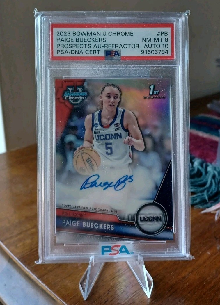 Paige Bueckers (RC,AU) SSP 2023 Bowman U Chrome #171/250 1st Auto PSA 10/8 view 2