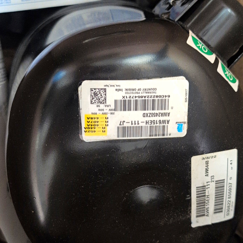 Tecumseh Hermetic Compressor AW615EH-111-J7 AWA2450ZXD 208-230V 1PH R404A