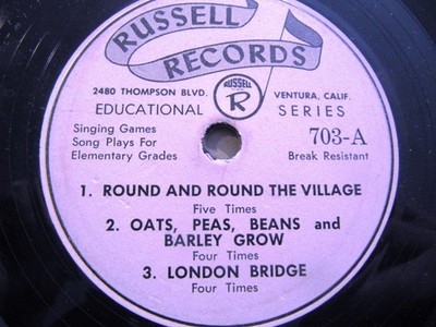 SINGING GAMES Song Plays for Elementary Grade CHILDREN's Russel Records 703