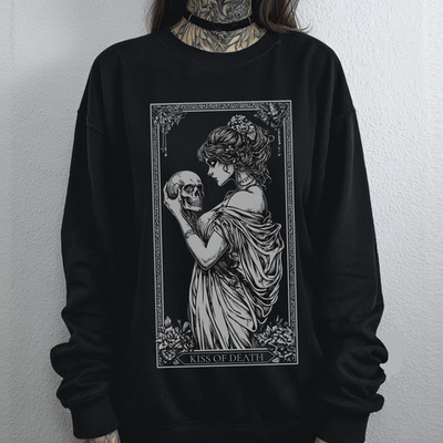 Witchy Goth Graphic Print Sweatshirt Gothic Whimsigoth Sweater Emo Punk Shirt