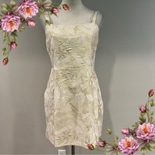 Lulus Elegant Cream gold Floral mini Dress with straps