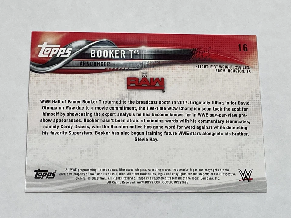 2018 Topps WWE Wrestling Bronze Parallel #16 - Booker T - Image 2 of 2