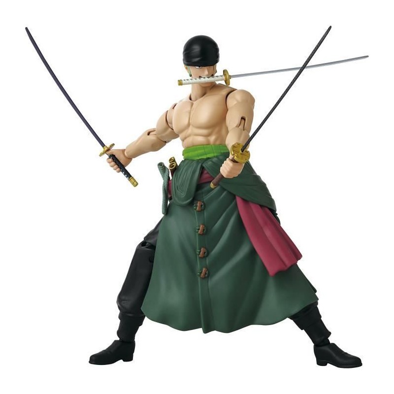 Figurine Zoro One Piece Bandai avec 16 points d'articulation et style 3 épées pour collection