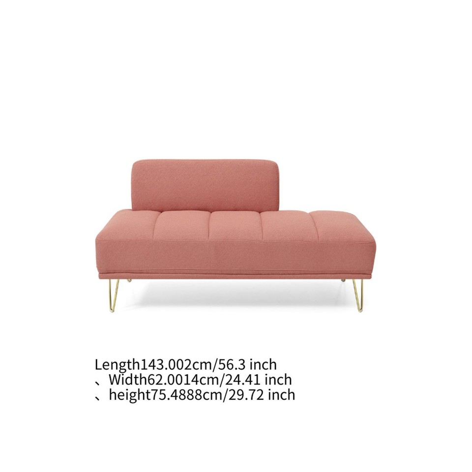 Elegant Teddy Upholstered Bench with Gold Metal Legs, 2 Seater Sofa for