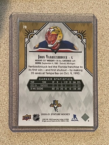 John Vanbiesbrouck Stature Base #78 2020-21 Upper Deck Stature - Bild 2 von 2