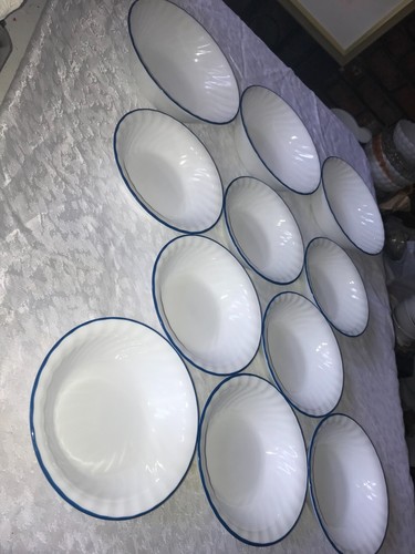 Set of 10 CORELLE Corning BLUE VELVET Rose SWIRL 8½" Serving&7¼"SOUP/Cereal BOWL - Picture 3 of 22