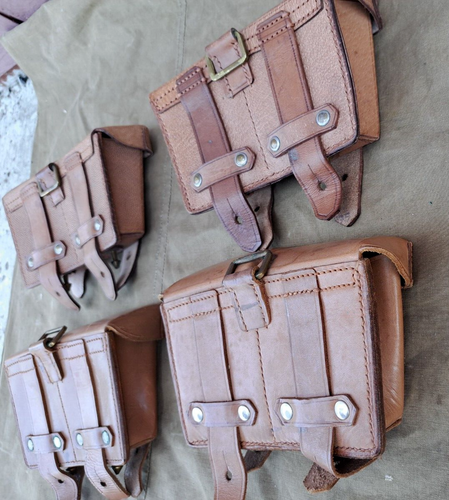 Soviet army leather Mosin nagant rifle pouches ammo German reparations new - Picture 6 of 14