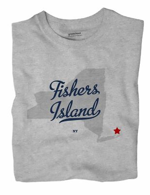 Fishers Island New York NY T-Shirt MAP