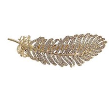 Vintage Rhinestone Leaf Feather Style Hair Barrette Hair Clip Elegant Gold