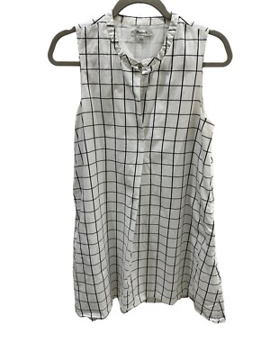 madewell plaid shirt dress Madewell Women's Grid Print Shirt Dress White Plaid Size Small