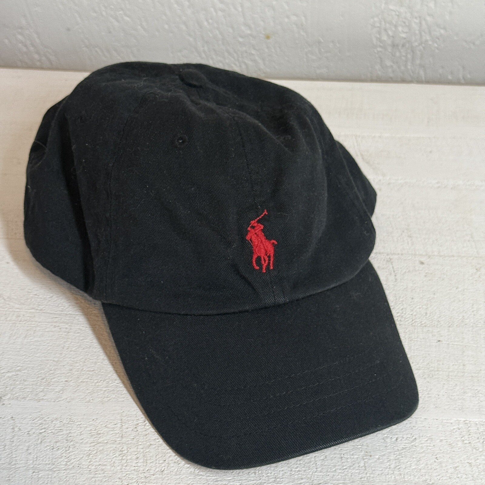 Polo Ralph Lauren Cappello Berretto Cinghia Schiena Nero Rosso Pony Logo Regolabile