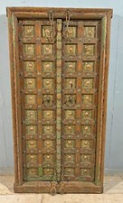 Ancien Teck Bois Grand Taille Porte Avec Cadre 3x6 Feet Original Fin Cuivre