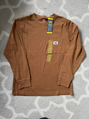 tobacco color shirt Lee Long Sleeve Mens Pocket Work T-Shirt Medium Color-Tobacco New tobacco color shirt Lee Long Sleeve Mens Pocket Work T-Shirt Medium Color-Tobacco New
