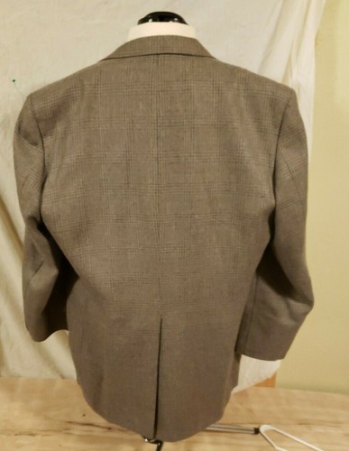 MENS SPORT WINDOWPANE PLAID COAT JACKET SIZE 44R LINED 2 BUTTON WOOL USA - Picture 4 of 6