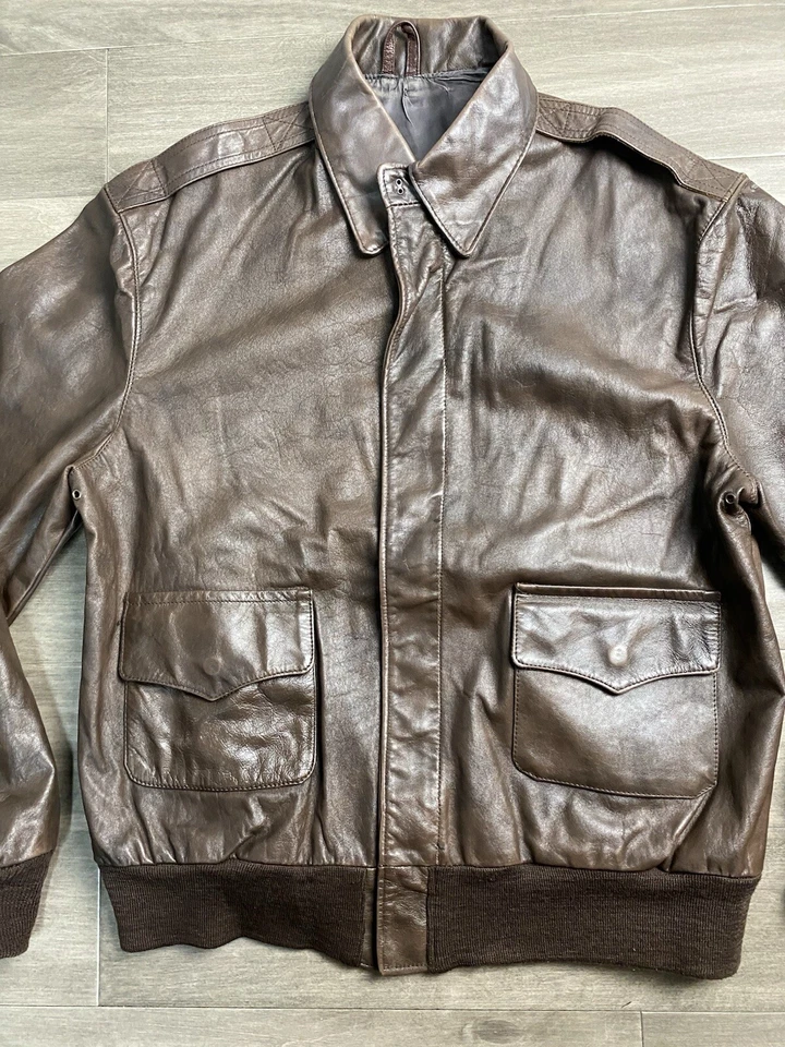 Chaqueta de Vuelo de Cuero Willis & Geiger Tipo A-2 De Colección Talla 42 Ejército de EE. UU. EE. UU. USN Foto 4 de 4