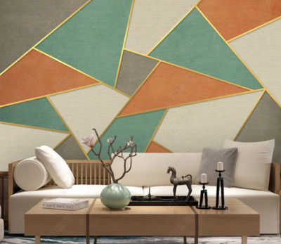 3D Simple Geometry Colorful Self-adhesive Removeable Wallpaper Wall Mural