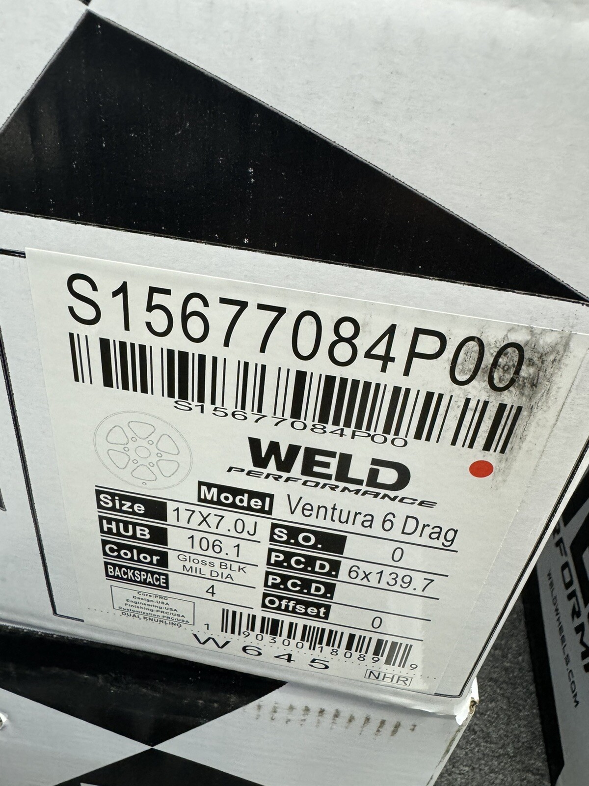 Staggered Weld Racing S15677084P00 Ventura 6 Drag S156 17"x7" And 17x10 6x139.7