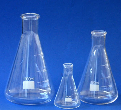 JOANLAB Erlenmeyerkolben aus Boro-Glas 100ml, 250ml, 500ml, 1000ml, 2000ml oder 5000ml
