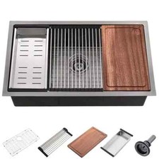 30 Inch Black Undermount Kitchen Sink -30x19 Black Stainless Steel Undermount...