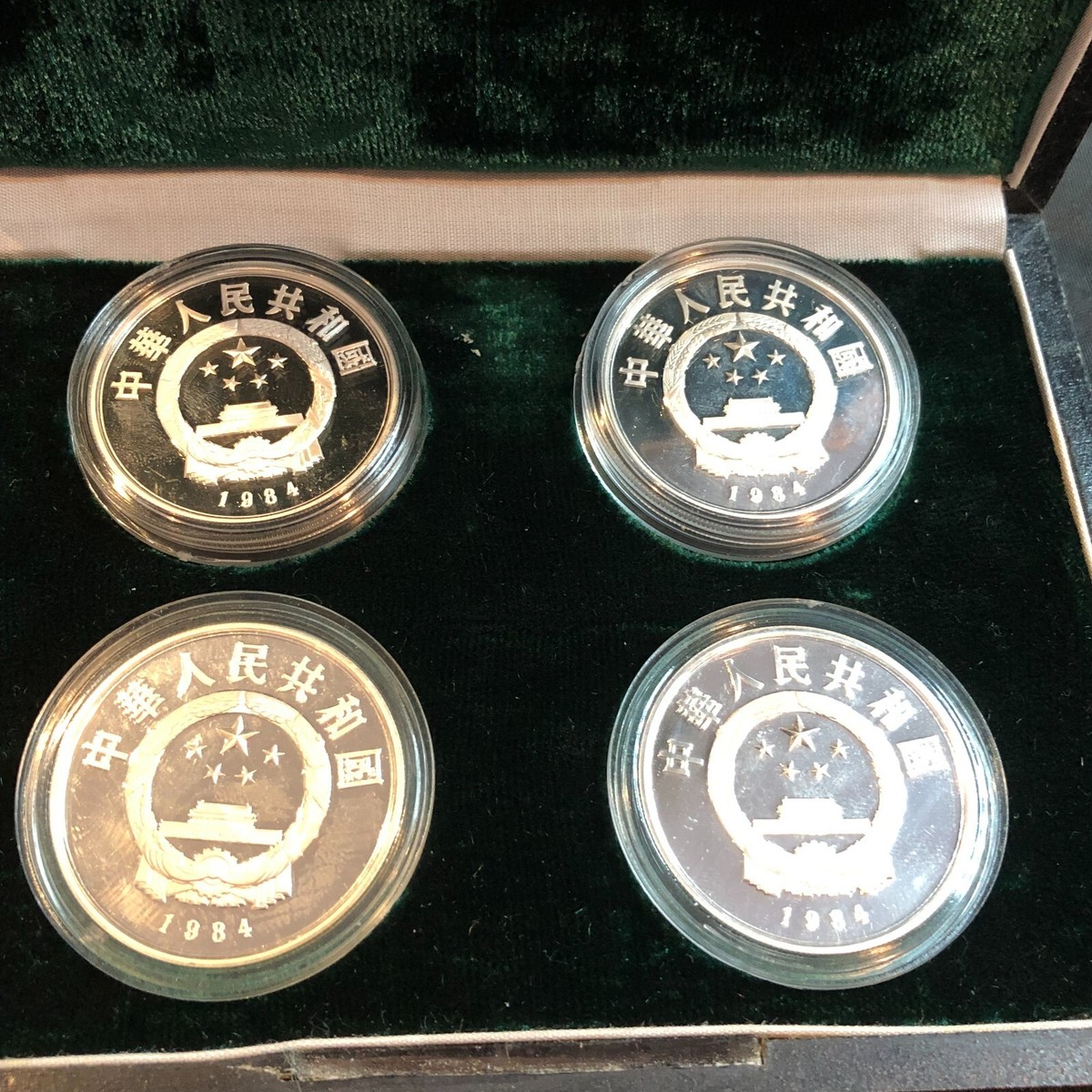 中国 1984年 歴史人物5元銀貨シリーズ 第一次貨 兵馬俑4枚セット