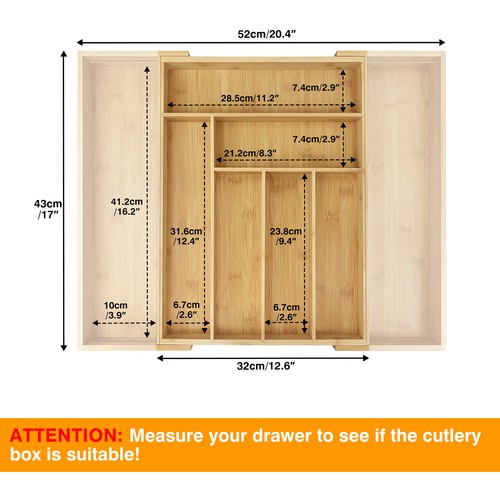 Extendable Cutlery Tray Kitchen Drawer Organiser Large 6-8 Storage Compartments - Picture 14 of 22