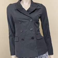 Women’s Black Polyester Casual Collared Buttons Double-breasted Size S Jacket