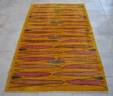 4x7 Rug Turkish Rug Hand Made Zeki Muren Design Area Rug Vintage Art Deco rug