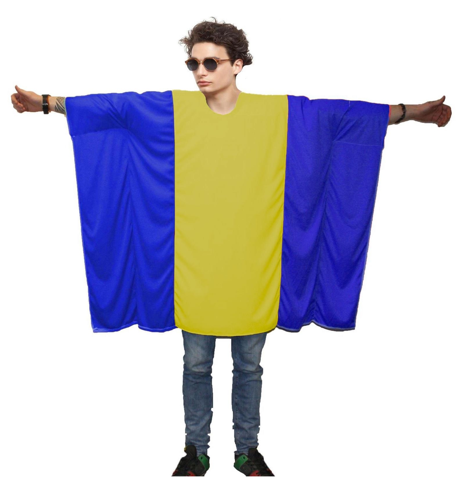 Adults Ukraine National Flag Supporters Poncho Fancy Dress Costume