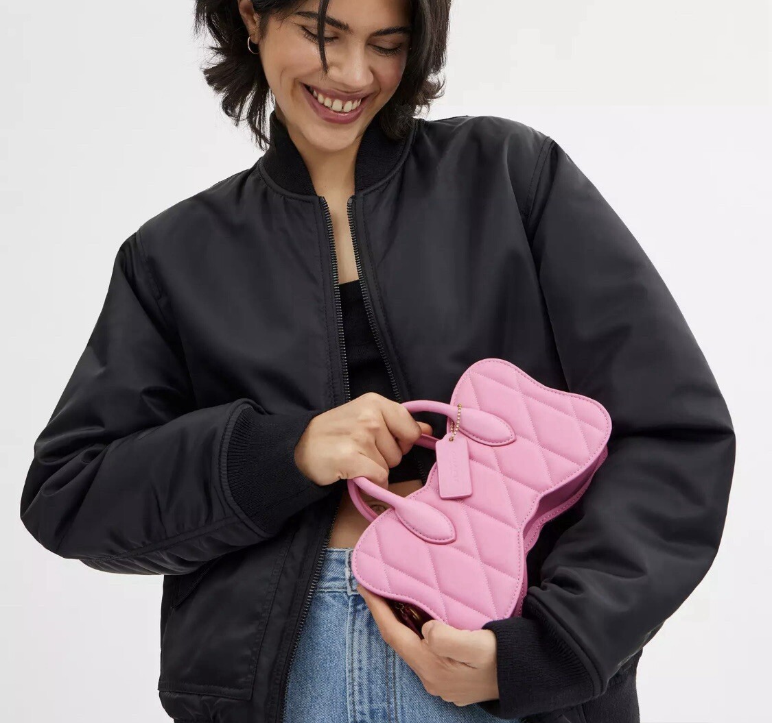 Coach Bow Bag with Pillow Quilting in Brass/Vivid Pink Nappa