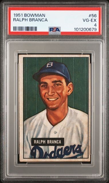1951 Ralph Branca Bowman #56 Brooklyn Dodgers PSA Graded 4 VG-EX