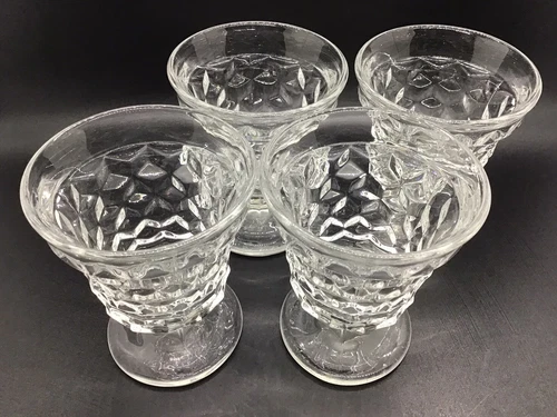 Set of 4 Fostoria American Stemmed Sundae Dessert Custard Ice Cream Glasses 2056