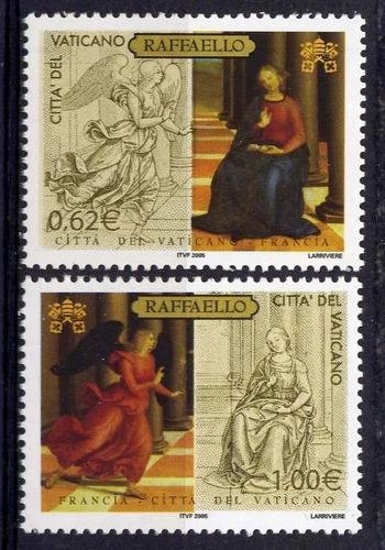 VATICAN Sc#1312-3 2005 Painting - Annunciation by Raphael MNH