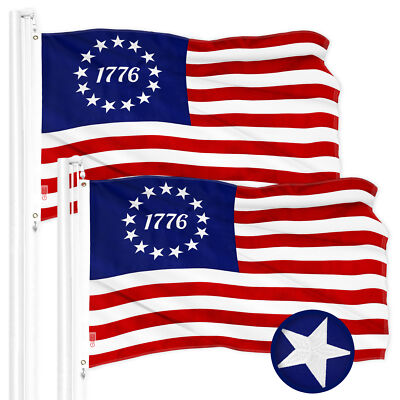 NEW G128 Betsy Ross 1776 Flag 2-Pack 1x1.5 FT Historical Embroidered 300D