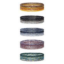 4pcs Bohemian Crystal Bracelets Set Multi-layer Stackable Elastic Wristband Gift