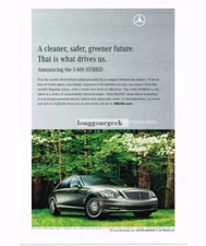 2010 Mercedes-Benz S400 Hybrid Palladium Silver 4-door Sedan Vintage Ad 