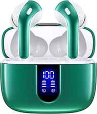 Green Wireless in-Ear Earbuds Bluetooth Headphones IPX5 CVC Noise Cancelling Mic