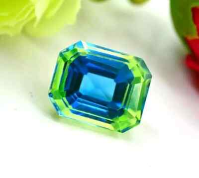 10 CT+ Natural Bi-Color Pitambari Sapphire Emerald Loose Certified Gemstone