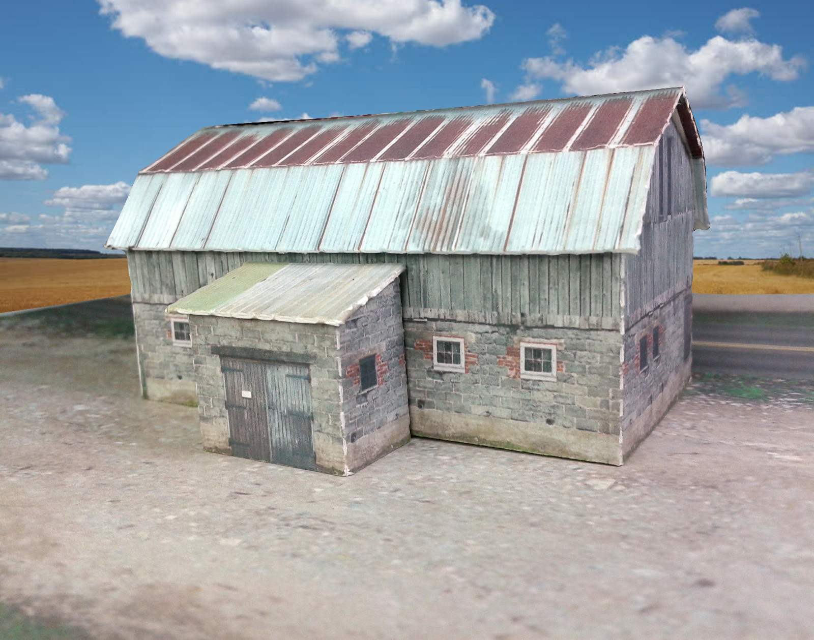 N Scale Rustic Barn Cardstock Kit - 23' Tall Pre-Cut Building For Model Railroads