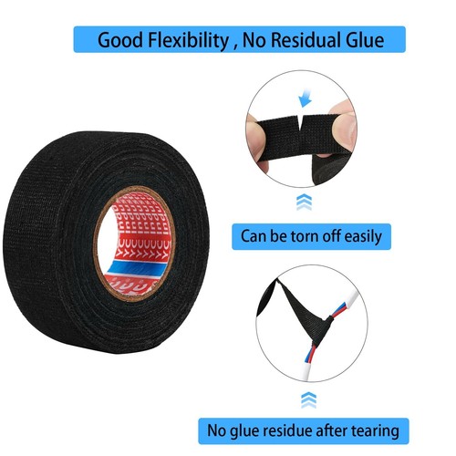 2 Rolls Wire Loom Harness Tape Adhesive Fabric Tape for Automotive, 15mmx15ft - Picture 2 of 5