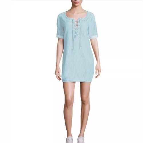 Rag & Bone Women's Chambray Blue Lace Up Dress Siz