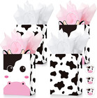 16 Set Cow Party Favors Bag with Tissue Paper and Stickers, Cow Print Gifts with