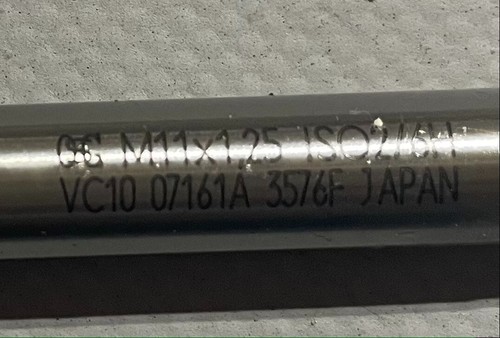 OSG 11mm x 1.25 Coolant-Thru taper tap TiN Coated VC10 - Afbeelding 2 van 3