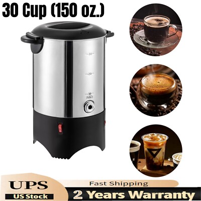 Electric Coffee Urn 30 Cup (150 Stainless Steel 1000W 110V