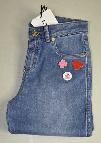$270  NEW Lanvin Girls Denim Trousers Jeans Blue Badge Details Pockets 10 A - Picture 3 of 9