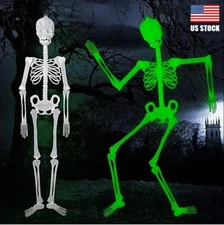 5ft Luminous Halloween Hanging Skeleton Decor Glow-in-The-Dark Party Bar Wall US