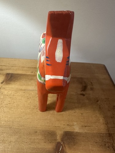 VINTAGE 7” tall Dala Swedish Orange Horse Erik Pell Art Statue Figurine - Picture 2 of 9