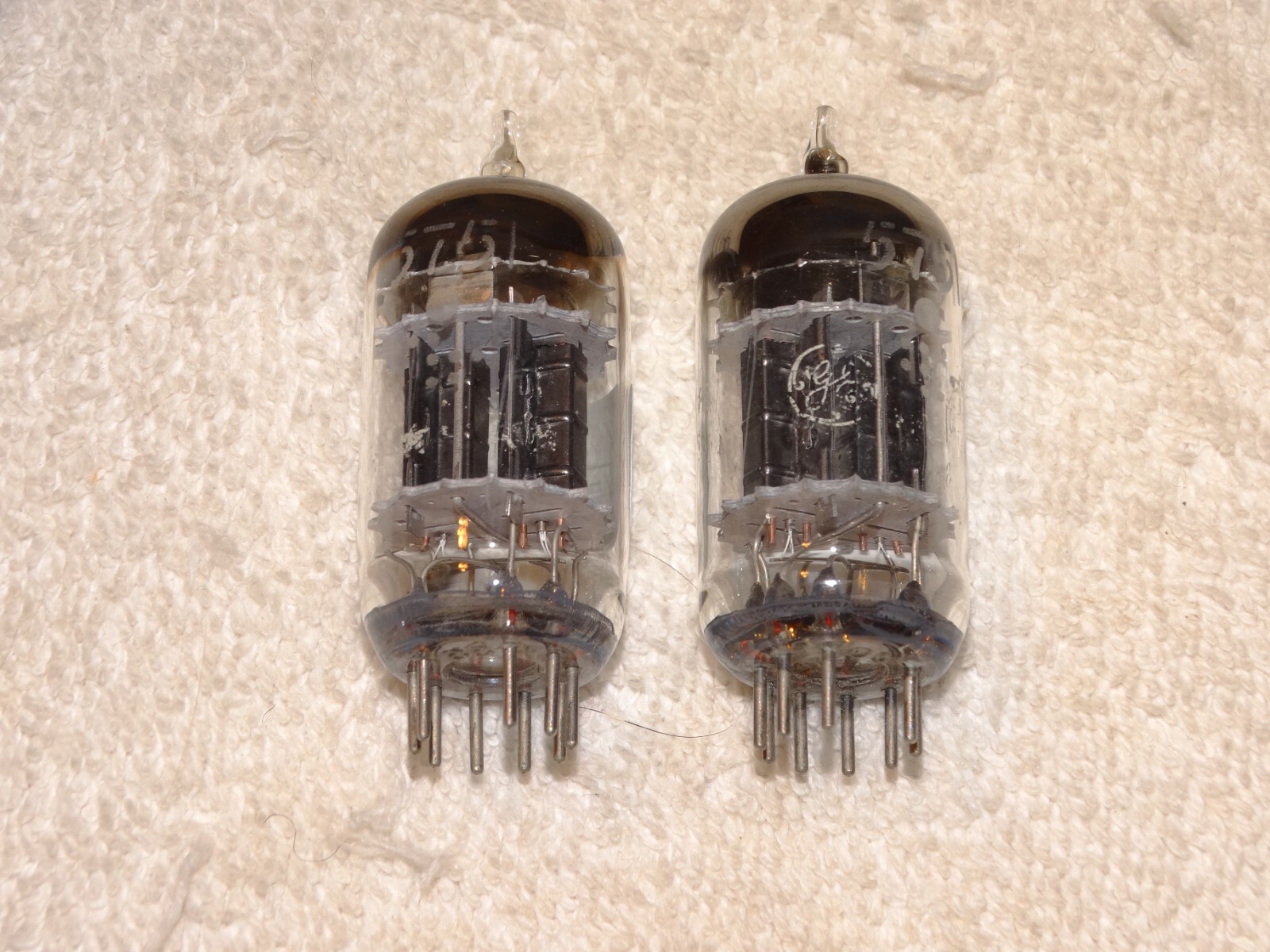 2 x JG-5751(12ax7) G.E. Tubes*Very Strong Testing*3-Mica*Black Plates-D*  #5