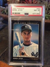 1993 Derek Jeter Score Pinnacle Rookie Baseball Card Graded PSA 8