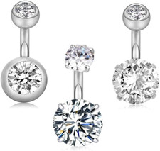 14G 1/4(6mm) Short Bar Surgical Steel Belly Button Rings Round Cubic