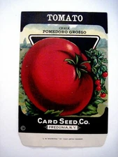 Bright Red Tomato Seed Packet by "Card Seed Co." w/ Large Red Tomato Pictured*